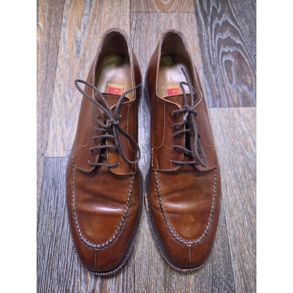 Cole Haan City Mens 9.5 D Brown Leather Split Toe Derby Dress Shoes Made Italy